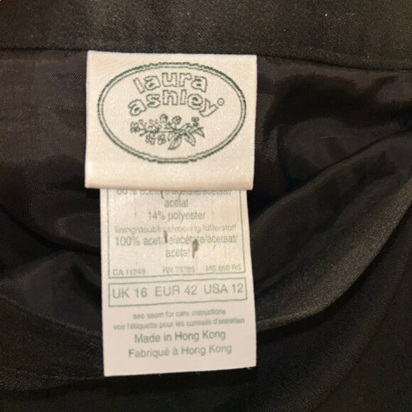 Laura Ashley Vintage 90s black full falls straight skirt US 12 - Picture 2 of 4